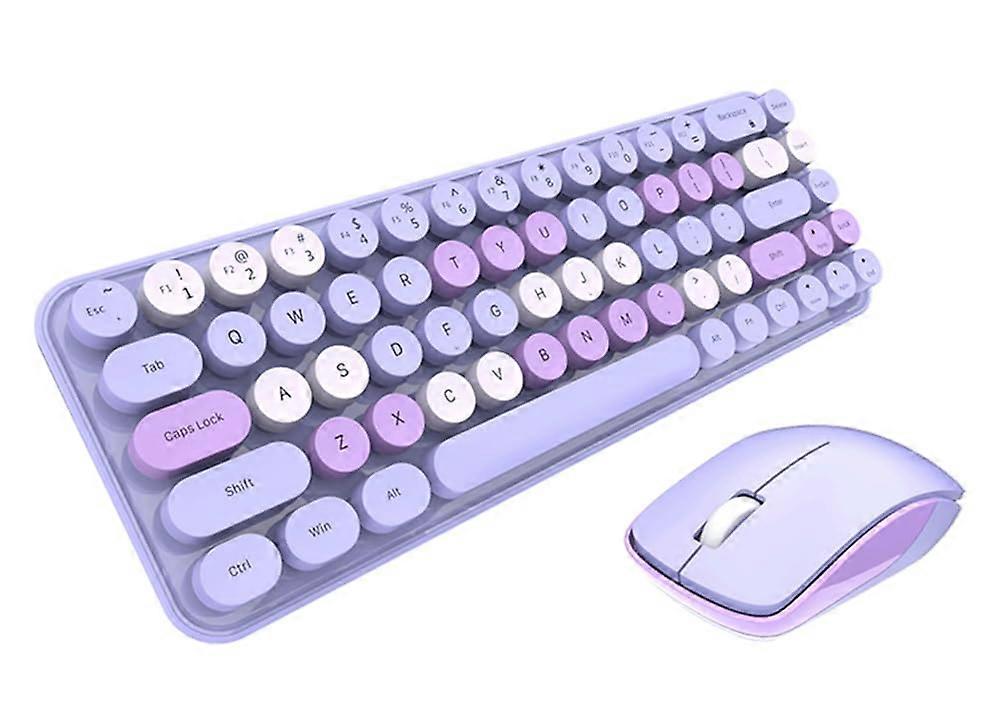 Mini Classic Round Keycap Soundless Wireless Keyboard and Mouse Set for Notebook PC