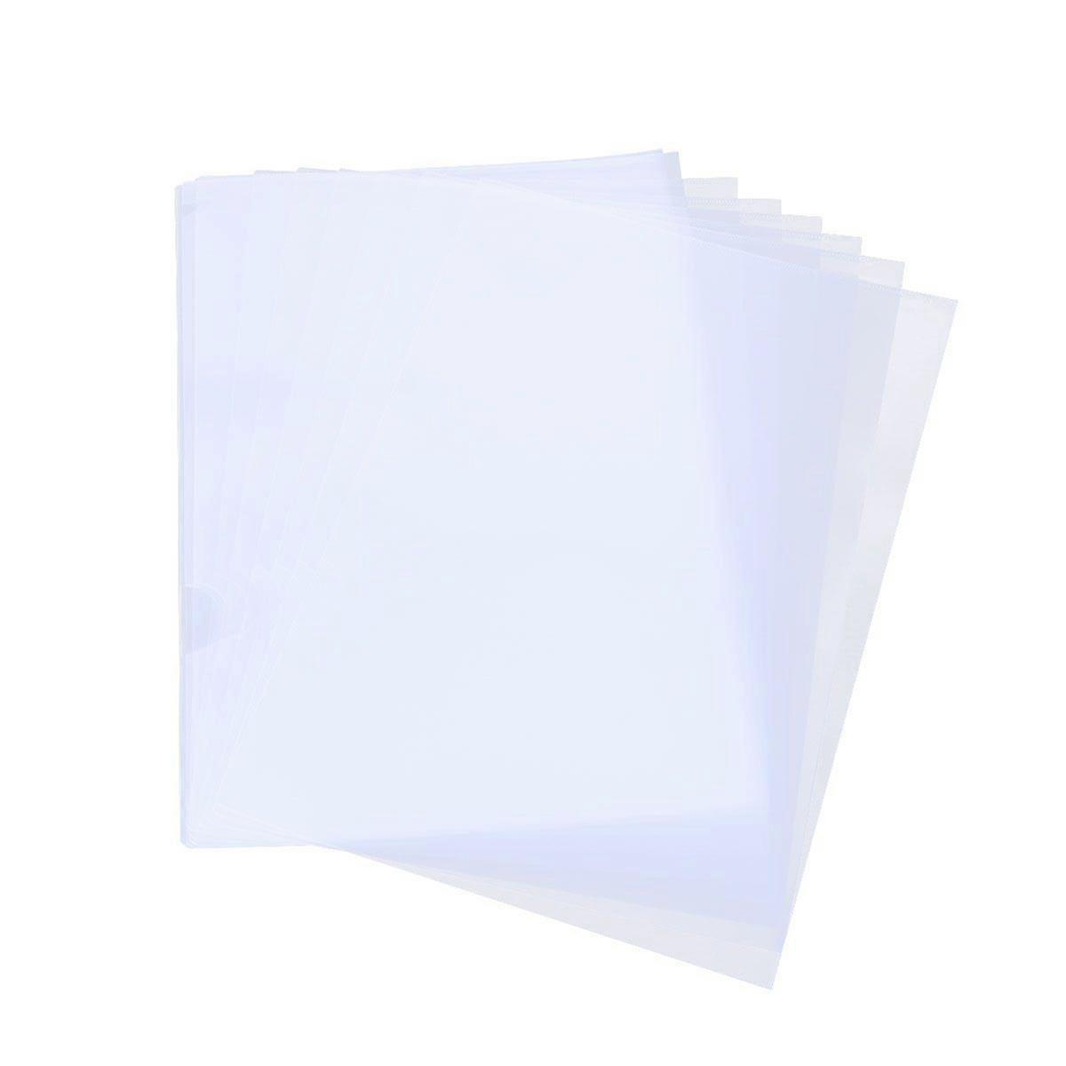 20pcs Office Document Folder Single Page Paper Folder L Shape Plastic Folder (White)