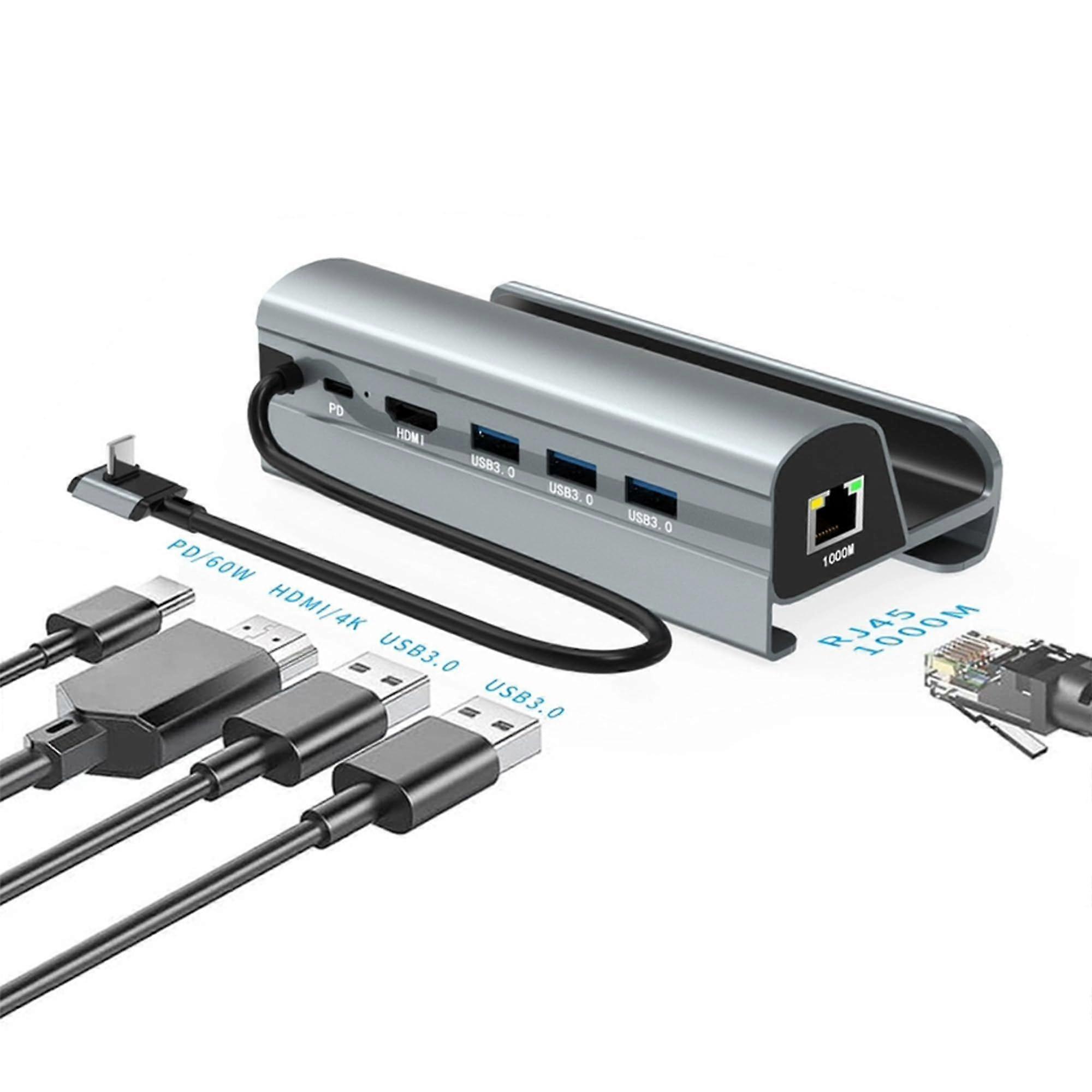 Docking Station for Legion Go/Steam Deck/ROG Ally, 6-in-1 Legion Go Dock with HDMI 2.0 4K@60Hz, 1000Mbps Ethernet, 3 x USB-A 3.0 and 60W USB-C Chargin