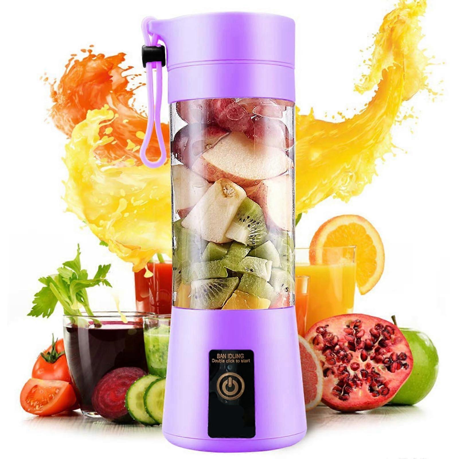 Blender, 380ml USB Rechargeable Personal Blender 4 Knife Electrical Fruit Juice Blender