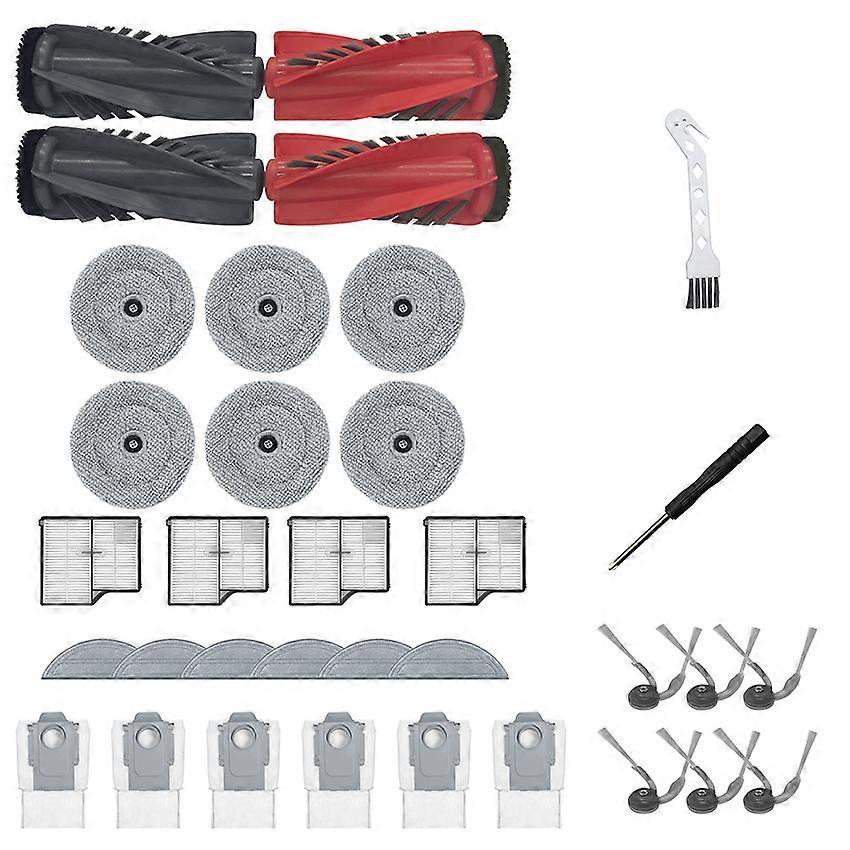 Sweeping Robot Accessories Main Side Brush Cartridge Mopping Cloth Dust Bag Cleaning Fluid for ROBOROCK G30 (Set C)