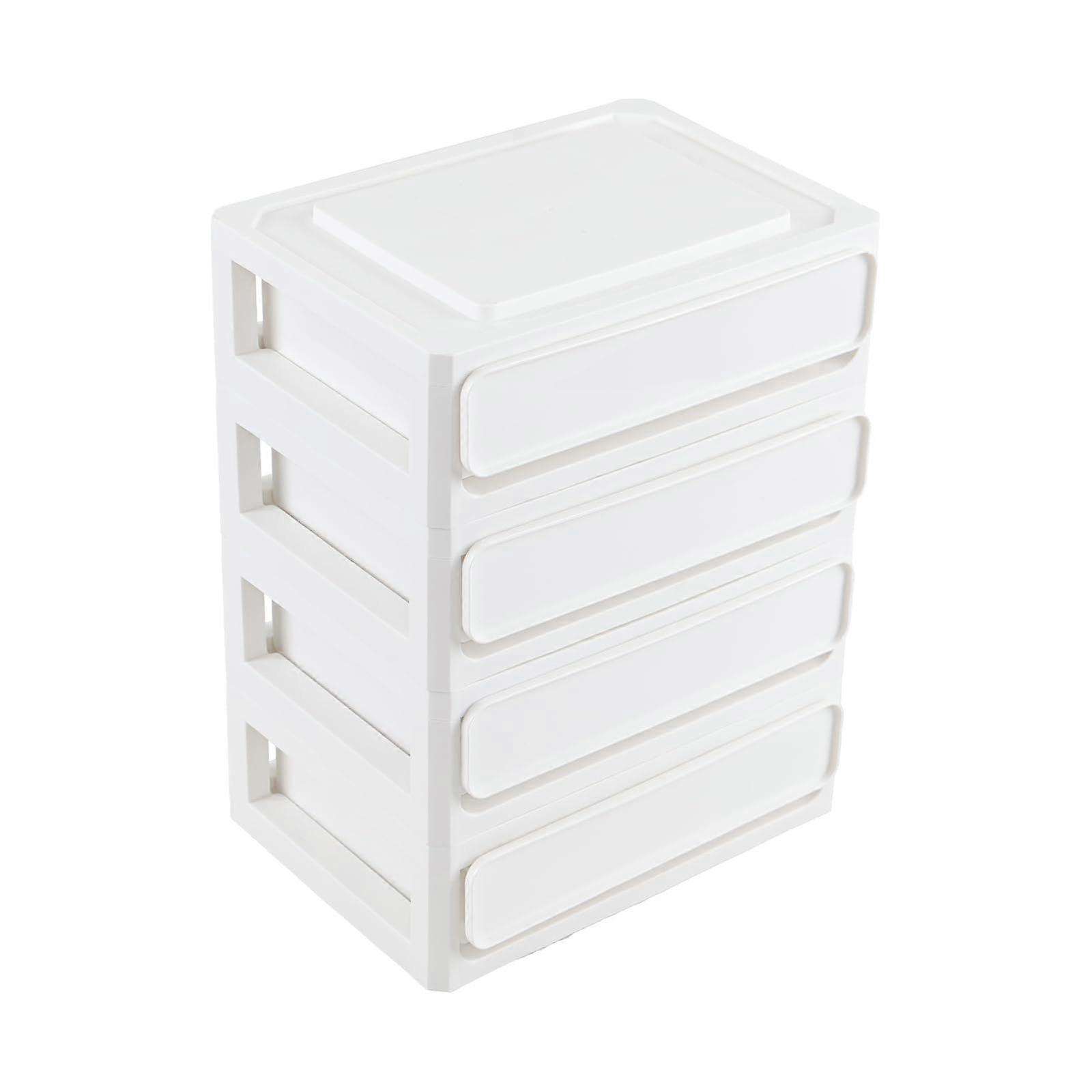 4 Qt Plastic Stacking Storage Drawer Unit, Set of 4 Small Plastic Storage Drawer, White