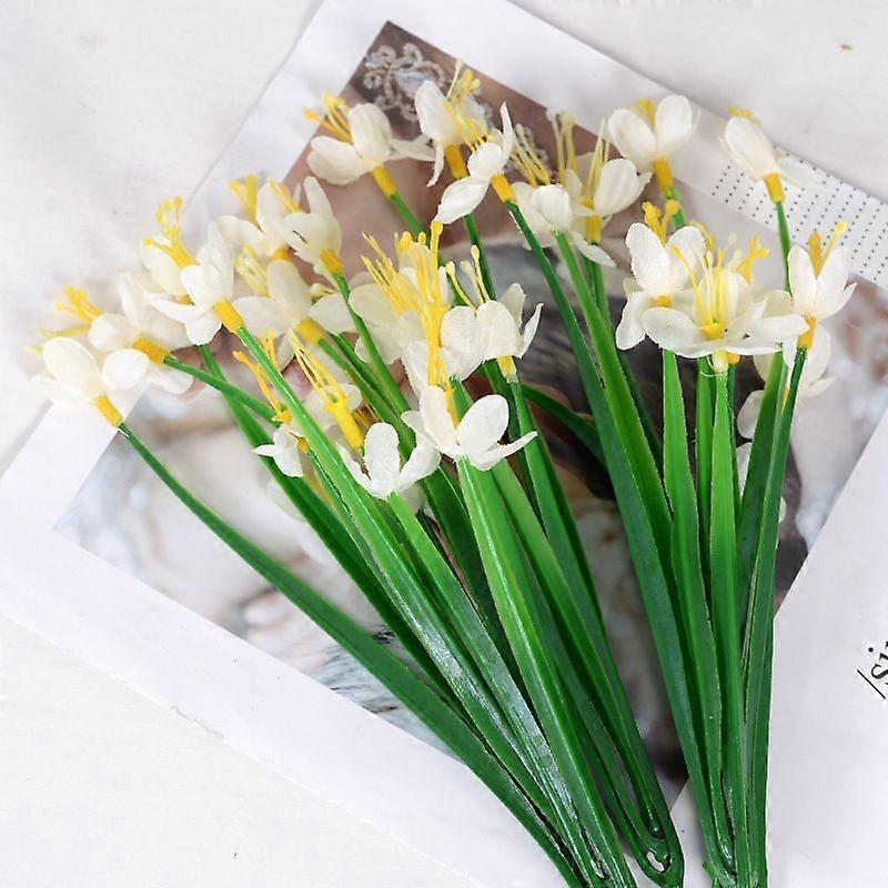Artificial Flowers and Bouquets Simulation White Daffodil 5pcs