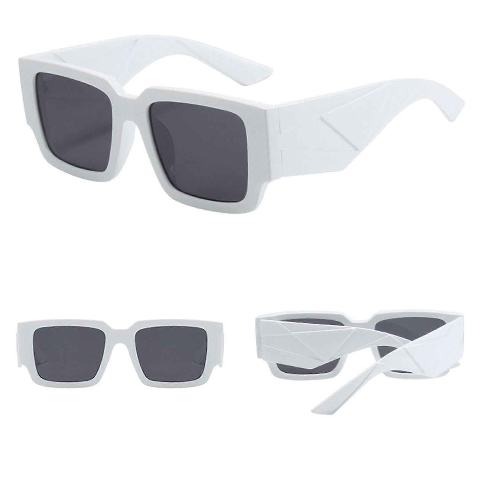 Box Geometric Contrast Sunglasses Wide Legs Solid Color Anti UV Sunglasses for Beach Sunlight Protection