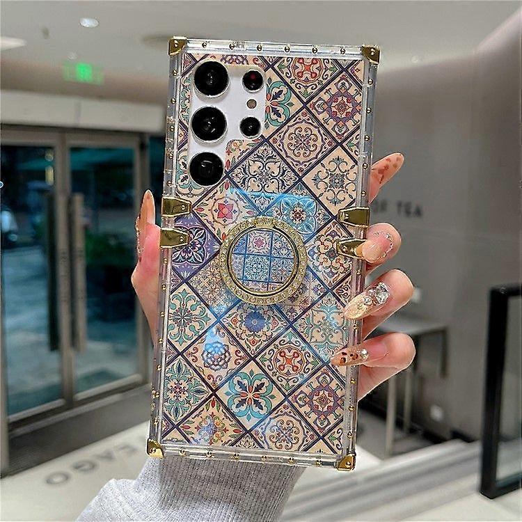 For Samsung Galaxy S25 Ultra Case Ethnic Style Pattern Electroplating TPU + PC Phone Cover with Kickstand