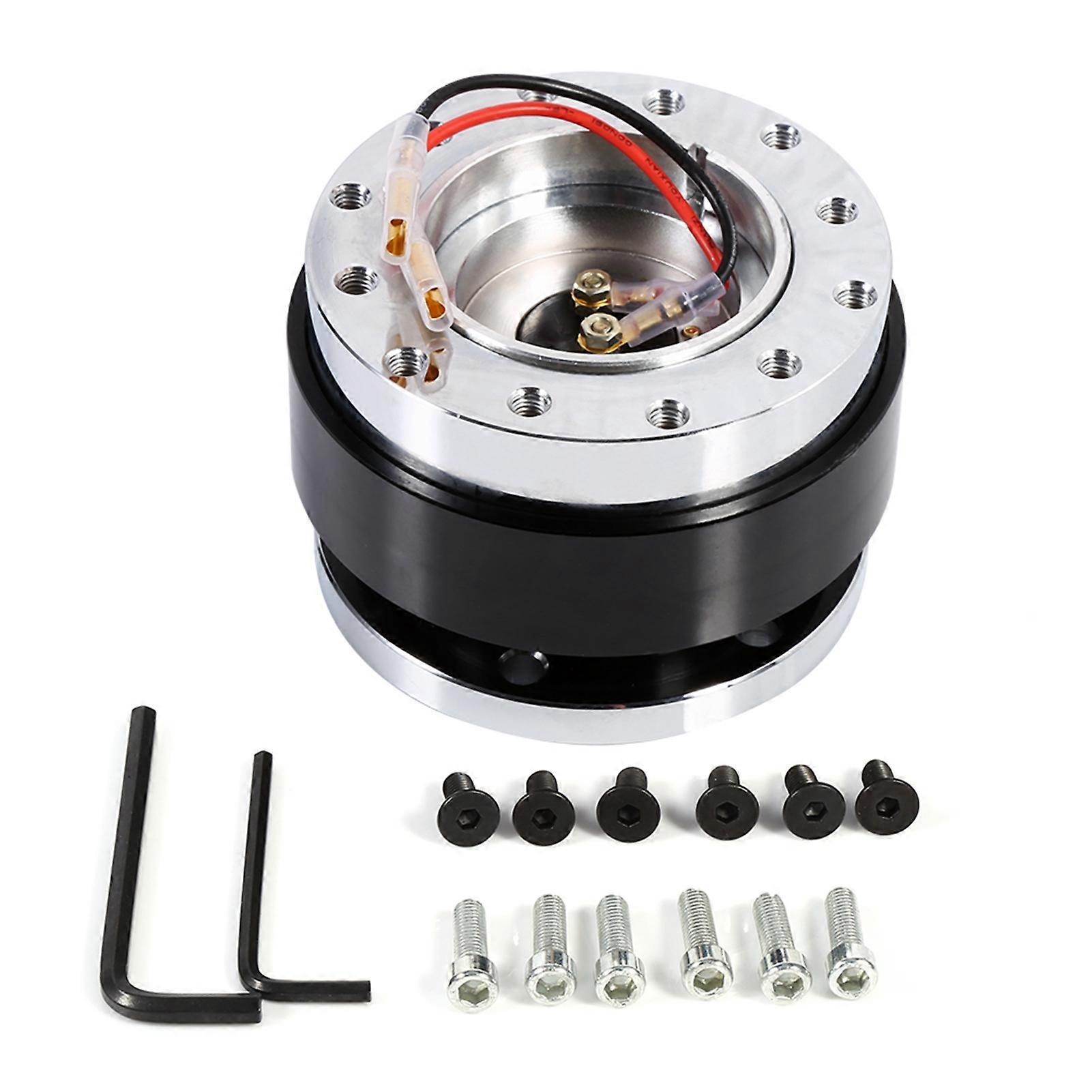 Universal 6-hole steering wheel quick release hub adapter, quick release hub kit, black