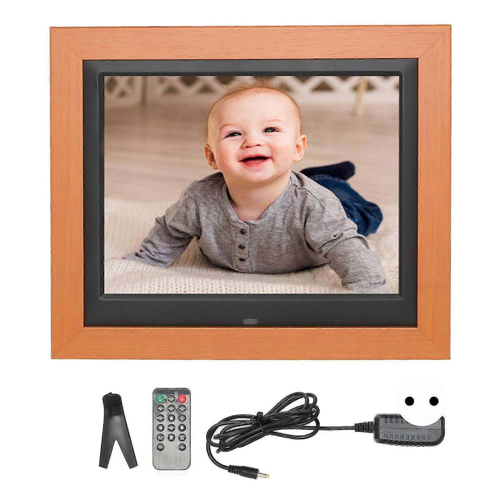 8.7 Inch Digital High Definition IPS Screen Electronic Photo Frame with Remote Control for Calendar Clock Music EU Plug