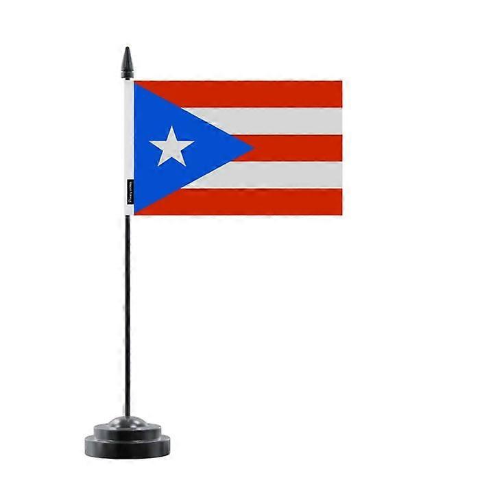 Table Flag - Puerto Rico - 14 x 21 cm - Polyester - Plastic Pole - Double-Sided Print
