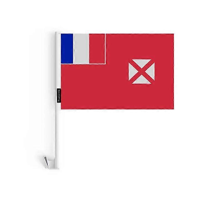 Wallis and Futuna Flag Car Flag – 14 x 21 cm – Polyester Fabric – Window Mount – 20 pieces