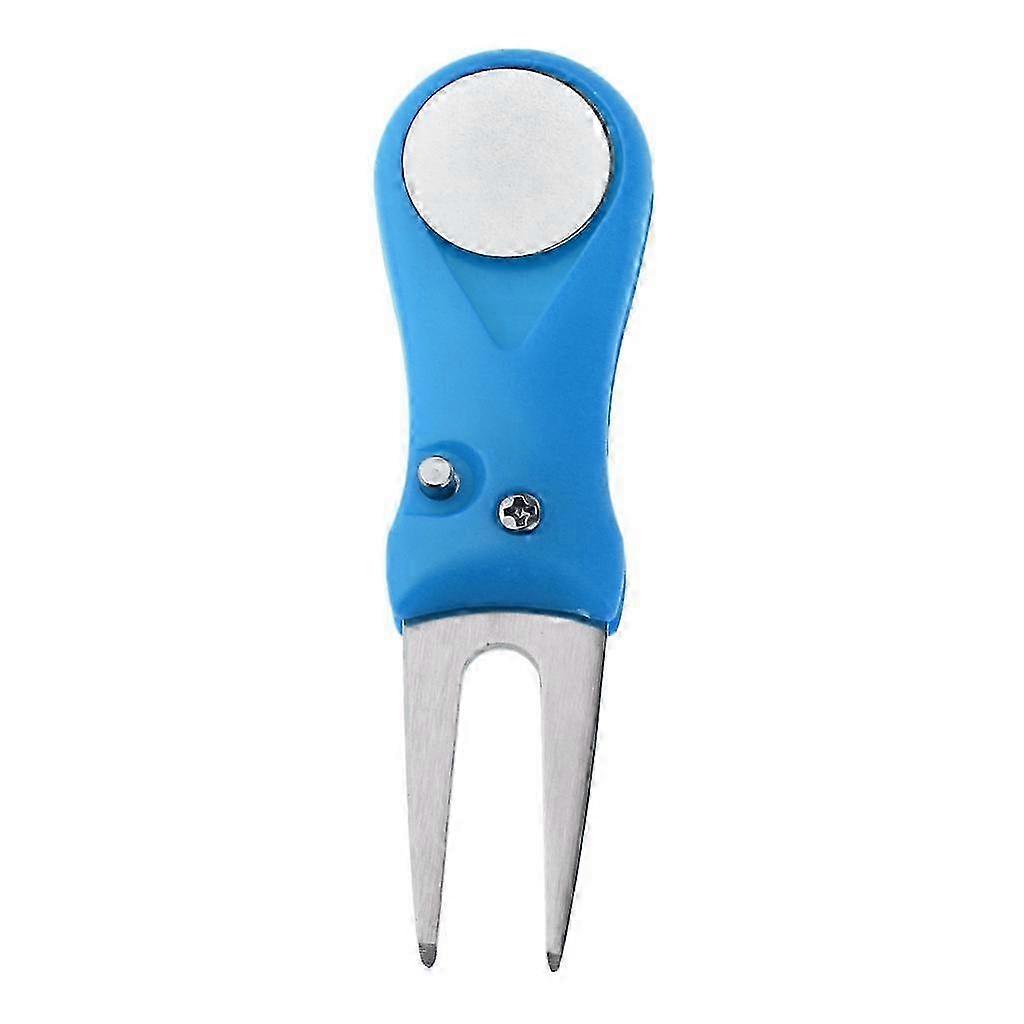 Practical Golf Pitch Repair Divot Tool Golf Ball Score Marker Green Fork Kit-color: Blue