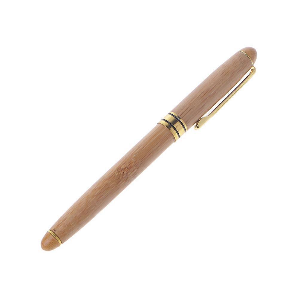 1PC Bamboo Fountain Pen Fine Nib Smooth Writing Ink Best Present Office Supply  Light Yellow