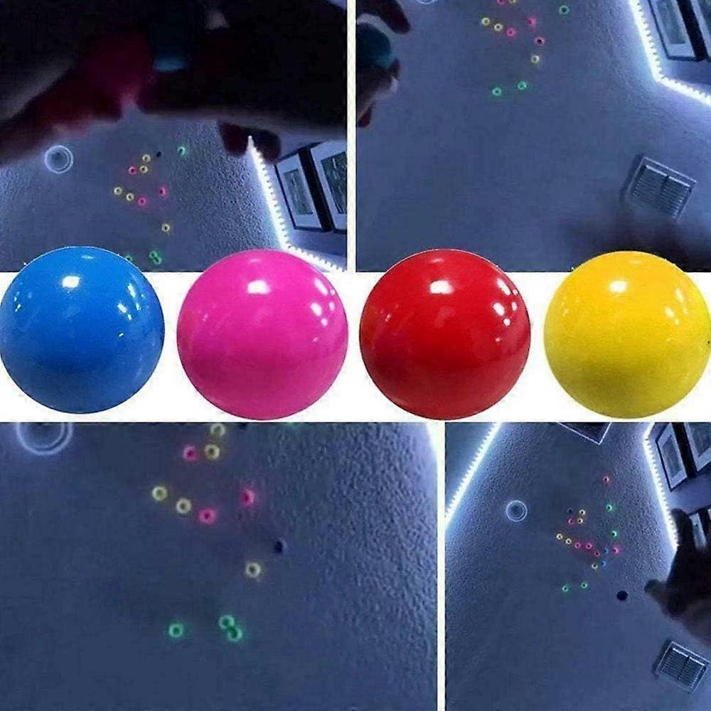 Unzip The Ball，4Pcs-Douyin Explosive Sticky Wall Ball Decompression Ceiling Ball-Luminous4.5Cm