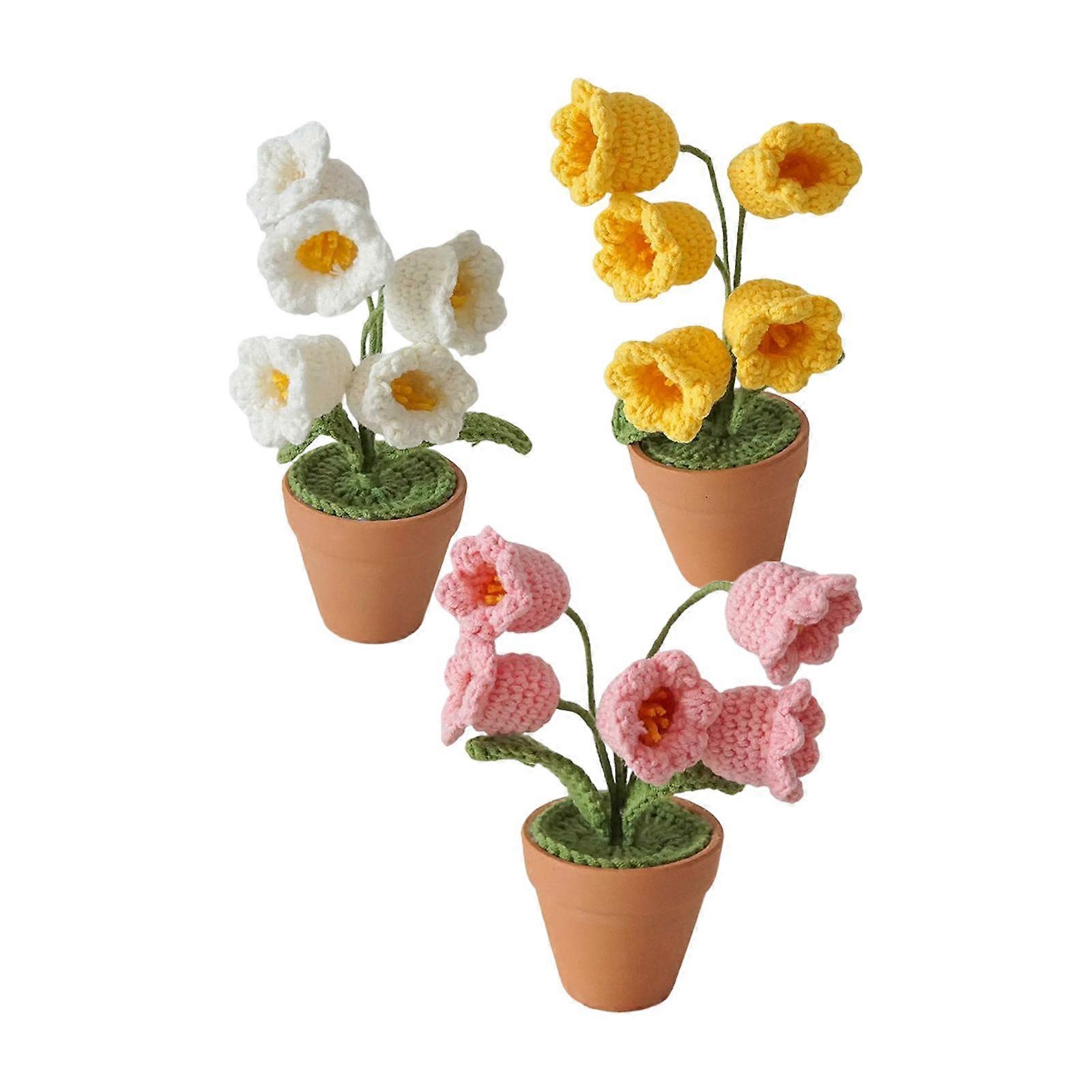 3Pcs Hand Woven Artificial Flowers Ornament Gift Table