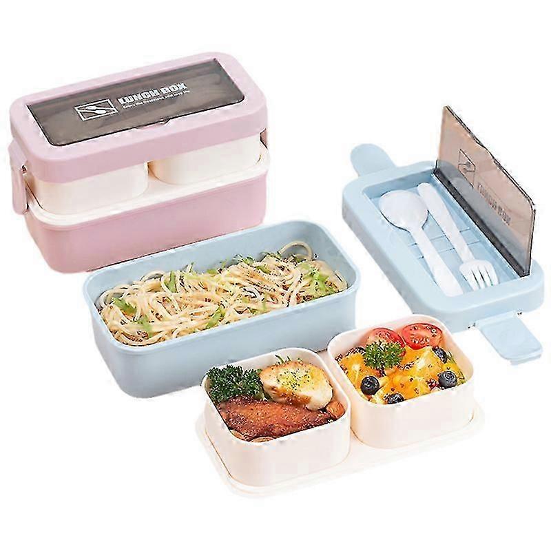 Double-layer lunch box compartment can be microwaved heated lunch box portable lunch box