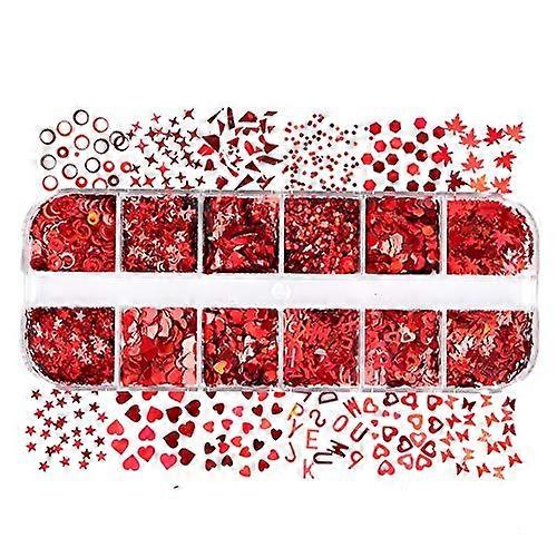 RD74928 Rhinestone 12 Grids Holographic Glitter Butterfly Nail Sequ