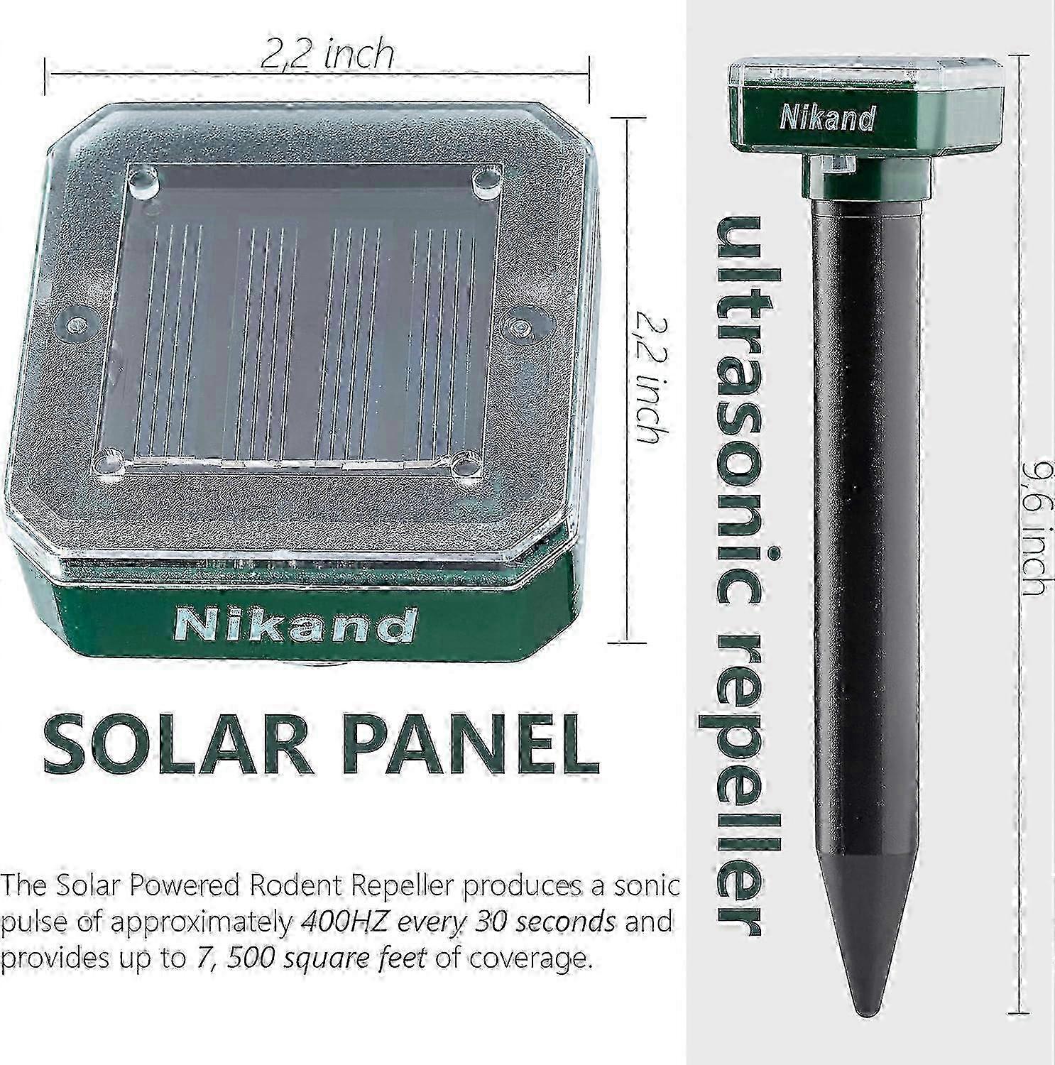 Mole Repellent, Solar Powered Ultrasonic Sonic Repellent, Waterproof Snake Repellent Deterrent Gopher Vole Snake Spikes from Lawn Garden Yard -a