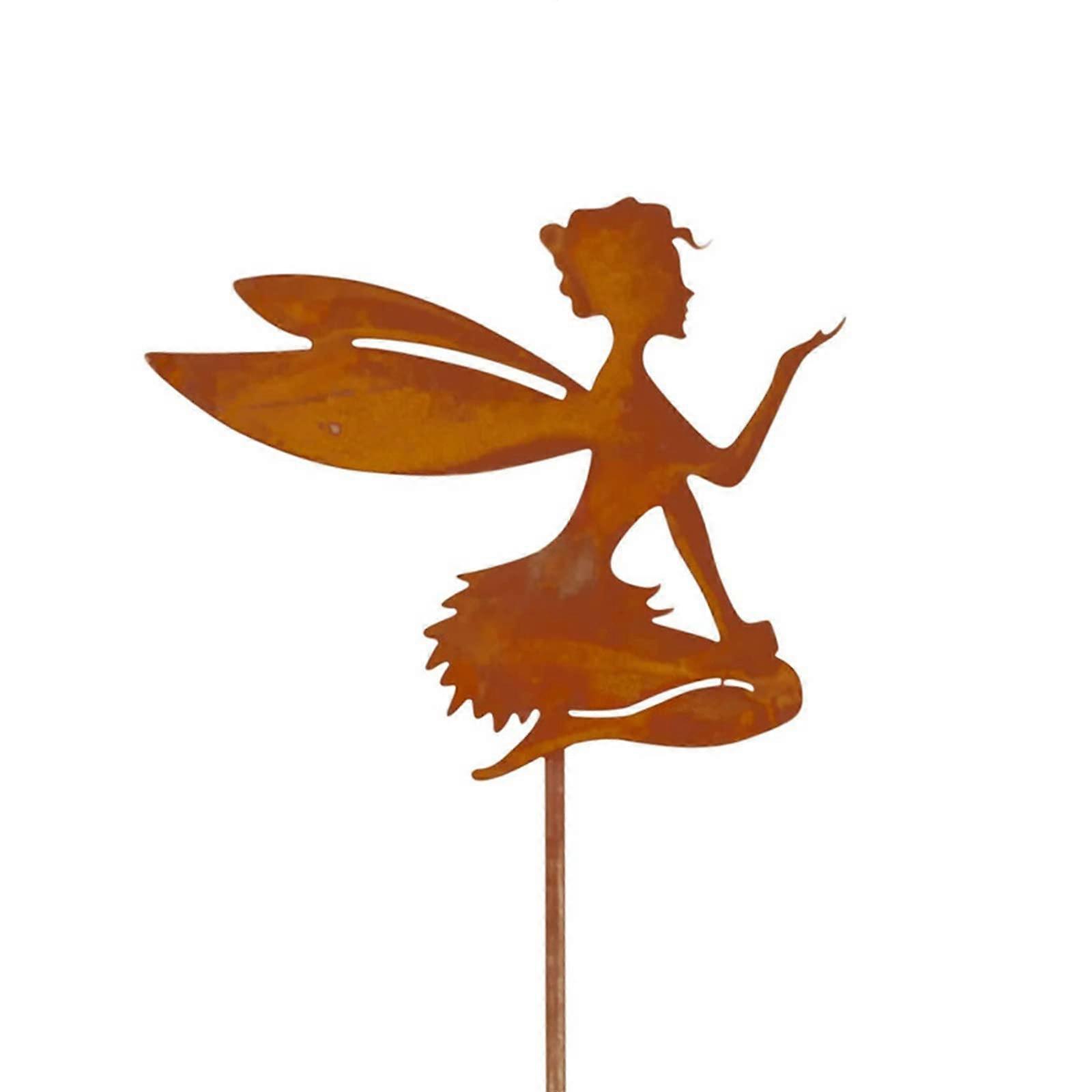 Decorative Garden Stakes - Metal Iron Craft Flower Fairy Goblin Silhouette Elf Decoration for Garden Terrace Ornaments (5 Pack)