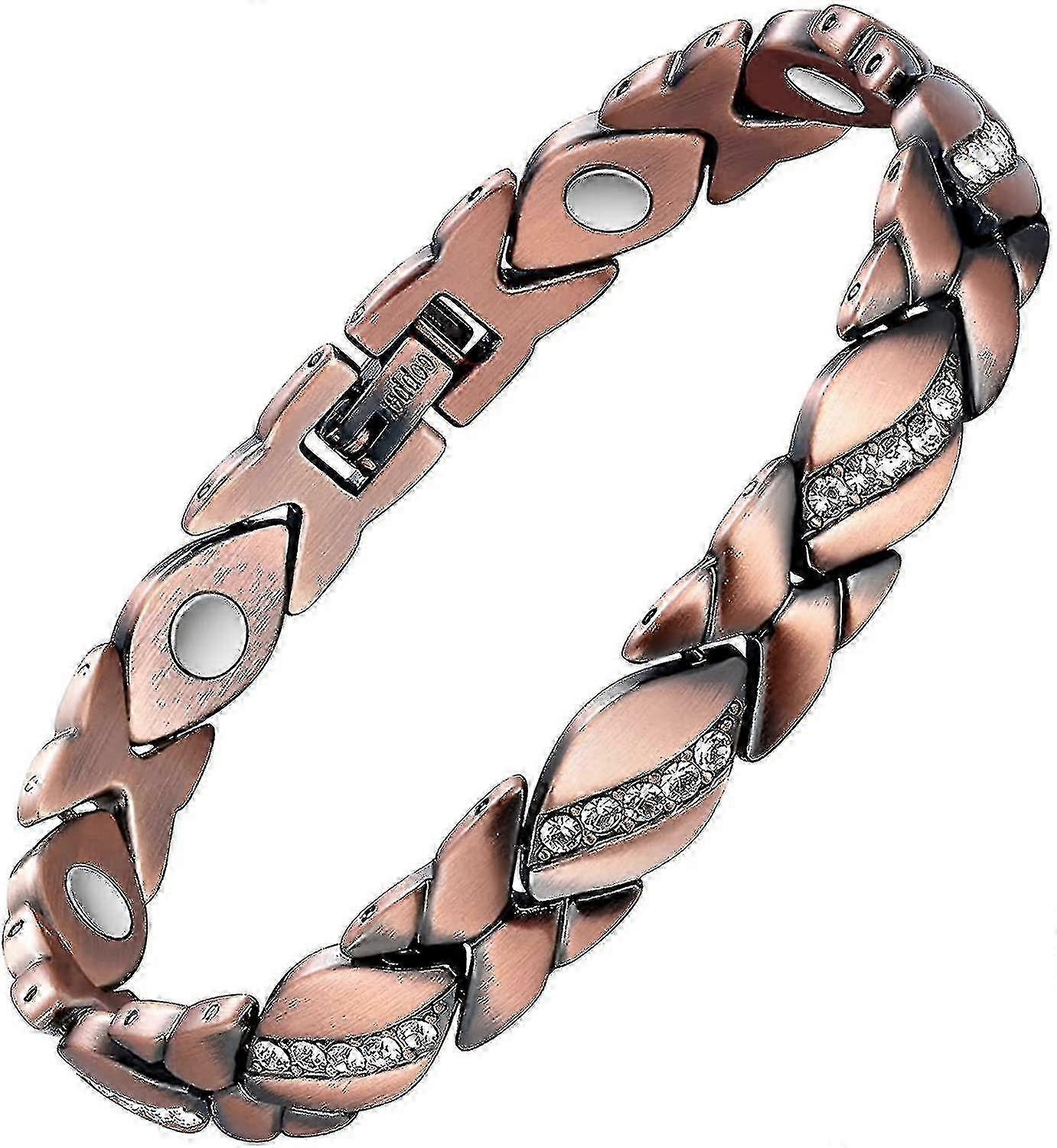 女性用銅磁気ブレスレット 関節炎の痛みに効果的 3500ガウス磁気ブレスレット RSIと手根管症候群の効果的な治療 100%純銅クリスタル