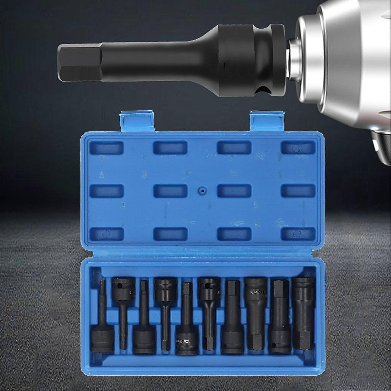 10PCS Hex Head Drill Bits Cr Molybdenum Steel 1/2 Inch Pneumatic Driver Bit Socket Set for Impact Wrench 