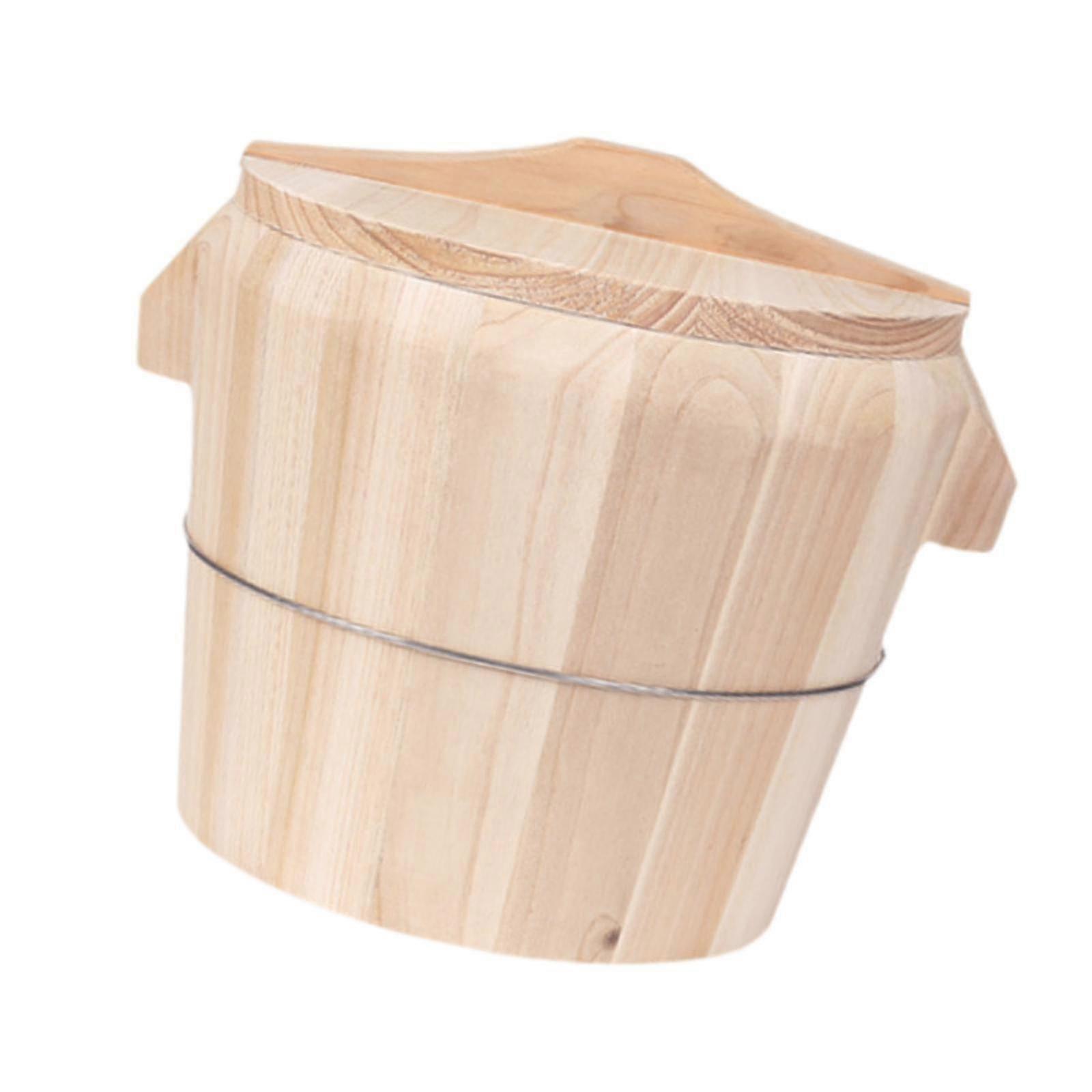 Sturdy Round Wooden Rice Container for Steaming, Ideal for Snacks and Rice, with an Upper Diameter of 21cm