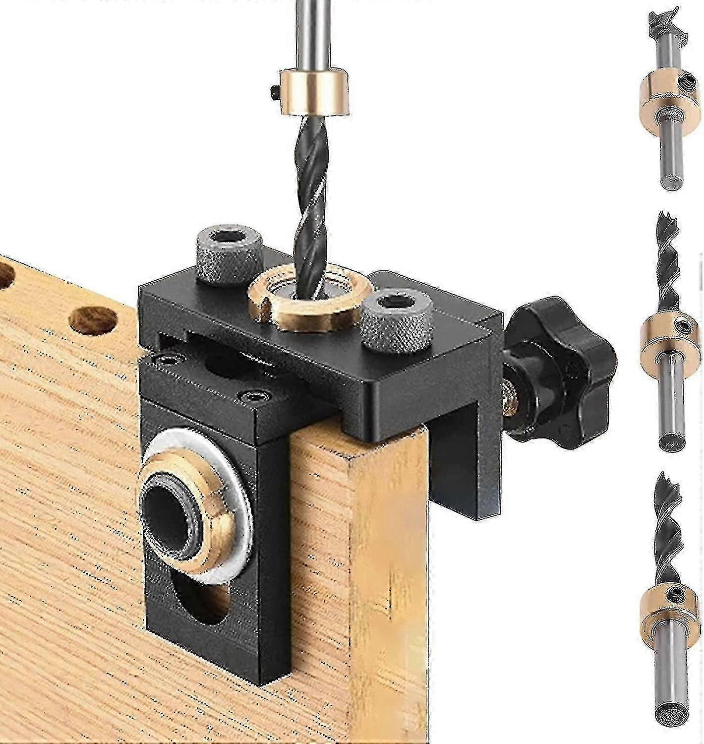 Drilling Jig Kit, Hole Punch Locator 3 In 1 Woodworking Tools Self Centering Doweling Jig Drilling Punch Locator Kit With Wooden Dowel