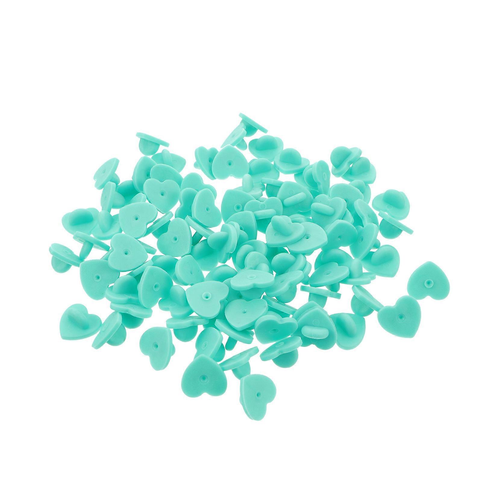 Heart Shape Pin Backs Rubber Keepers for Brooches Easy to Use 100 Pcs Green for Decoration