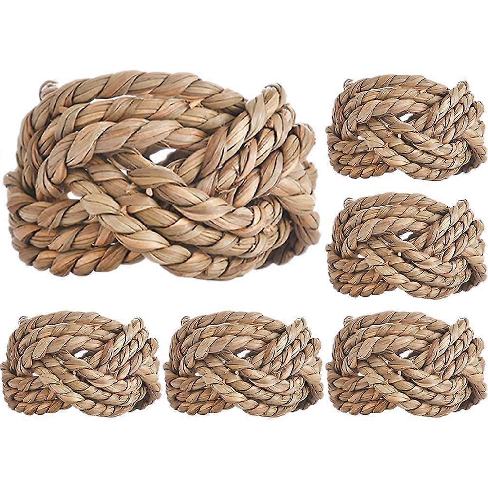 6pcs Handmade Woven Straw Napkin Rings for Dining Table Decor – Perfect for Weddings, Parties, and Festivals
