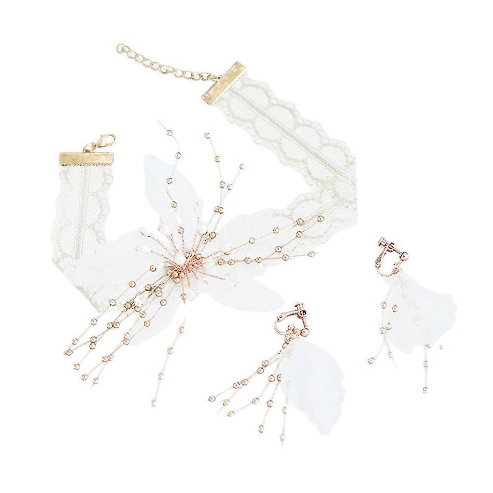 Contemporary Necklace and Earring Pair with Flower Motifs, Fashion Statement