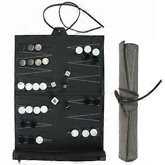 Tragbares Backgammon mit PU-Leder-Schachbrett Faltbares Backgammon-Brett Reisegeschenke