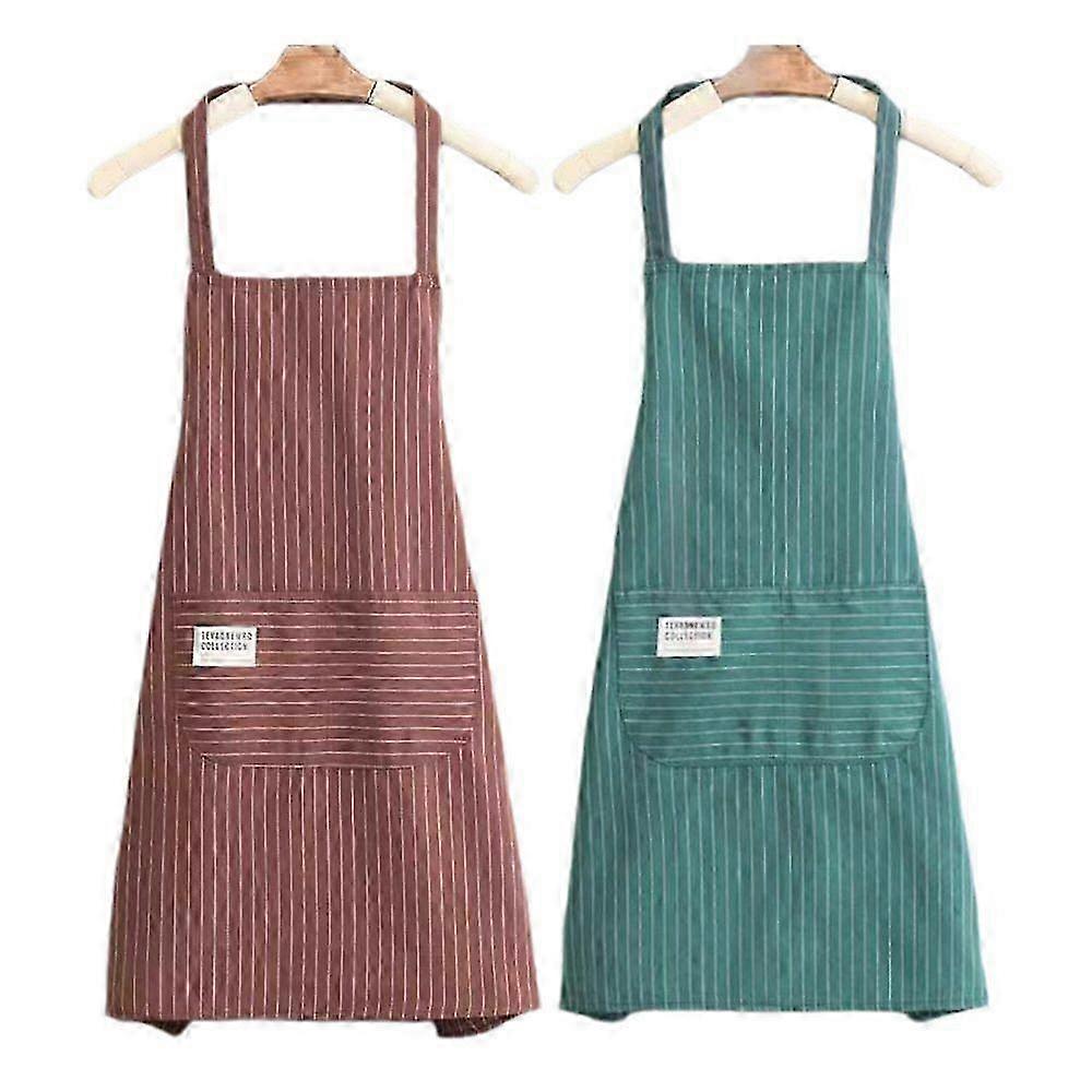 2 pieces cooking apron, kitchen apron, bib apron with 2 pockets, adjustable design, durable material
