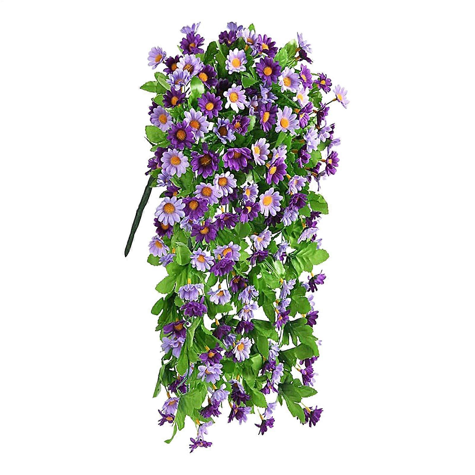 UVResistant Faux Greenery, Rustic Daisy Design, Weatherproof Silk Plants for Porch, Patio, Garden, 19.69' Purple
