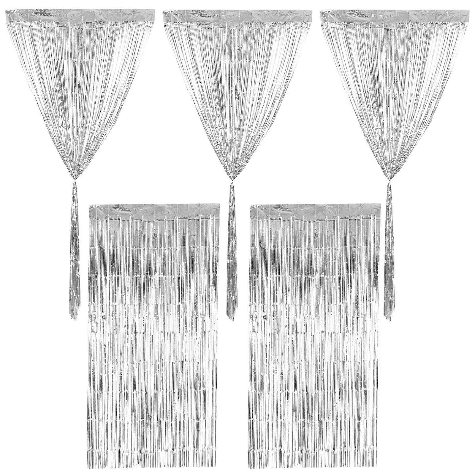 Party Backdrop Κουρτίνες Πούλιες Fringe Κουρτίνες Ασήμι 200cm x 100cm Party Decoration 2τμχ