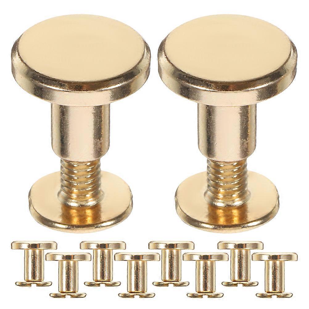 Stud Screw Nail Rivets Zinc Alloy Flat Head For Book Binding Leather Crafts Notebooks 0.4X0.4X0.3in Diy Enthusiasts 10Pcs