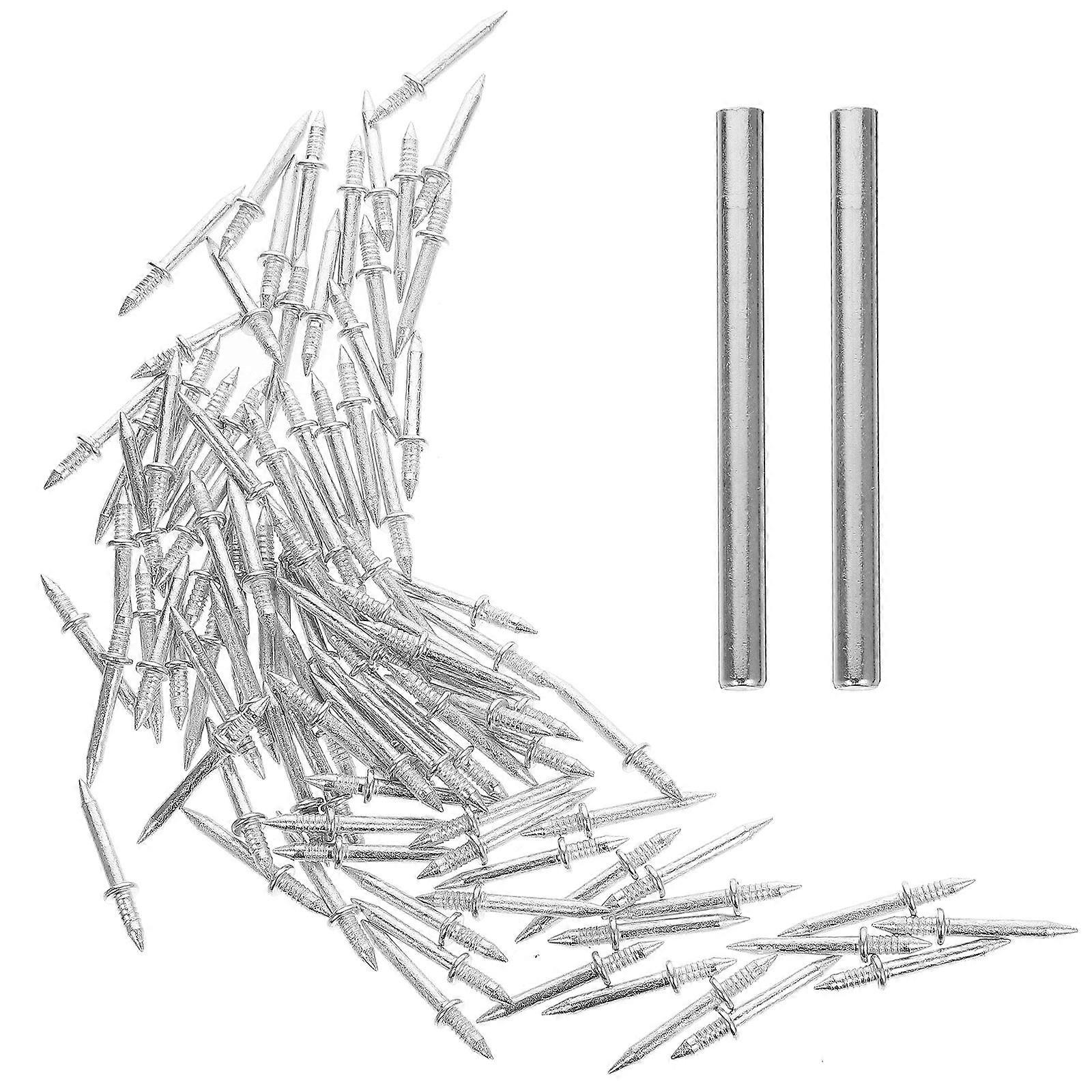 Nails Press On Double Head Nails Secure Fixation For Baseboards Silver 200Pcs