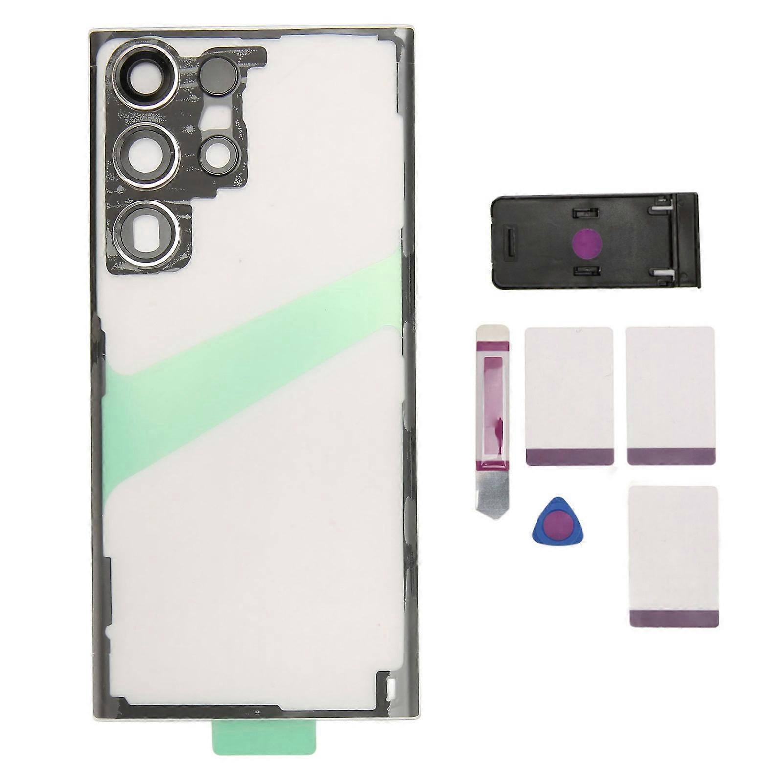 Galaxy S23 Ultra 5G Clear Back Cover with Camera Lens and Holder, Repair Tool Kit, Silver