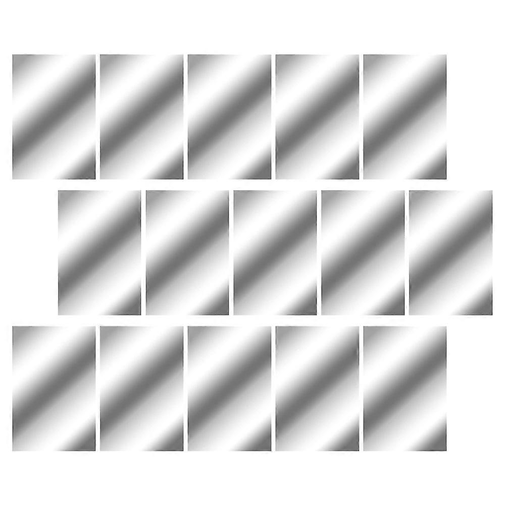 Mirror Wall Sticker Decoration Rectangular Silver For Tiles Doors Windows Closet Walls Surface Reflection 15Pcs