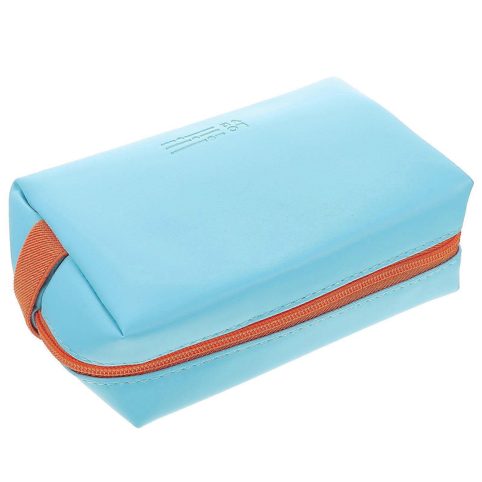 Lipstick Bag Portable Coin Bag Rectangular Change Storage For Daily Use Blue 19X6X12.5CM 1Pack