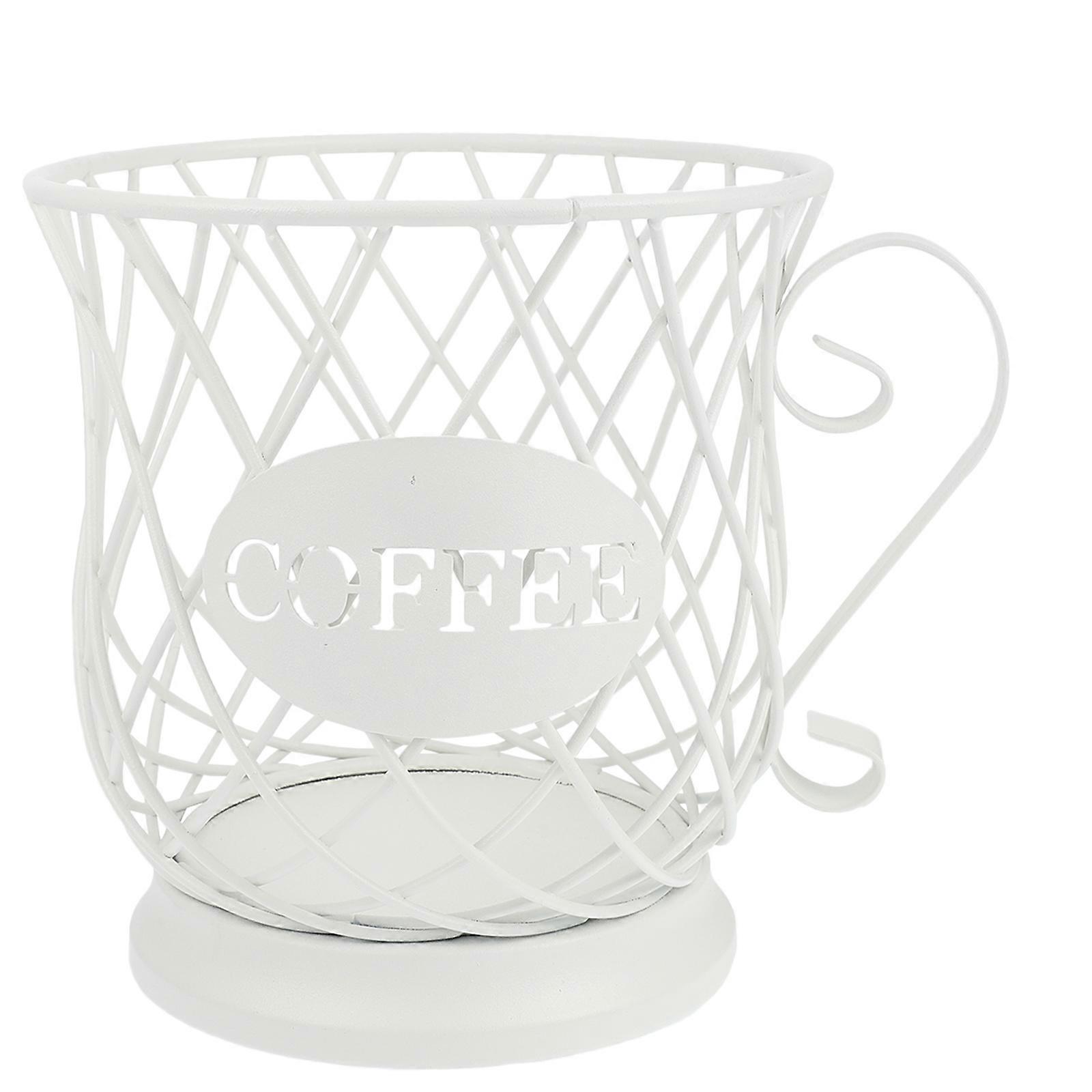 Coffee Storage Container Metal Organizer For Home Owners Kitchen Use 18.5x17.5x17.5cm White 1Pcs