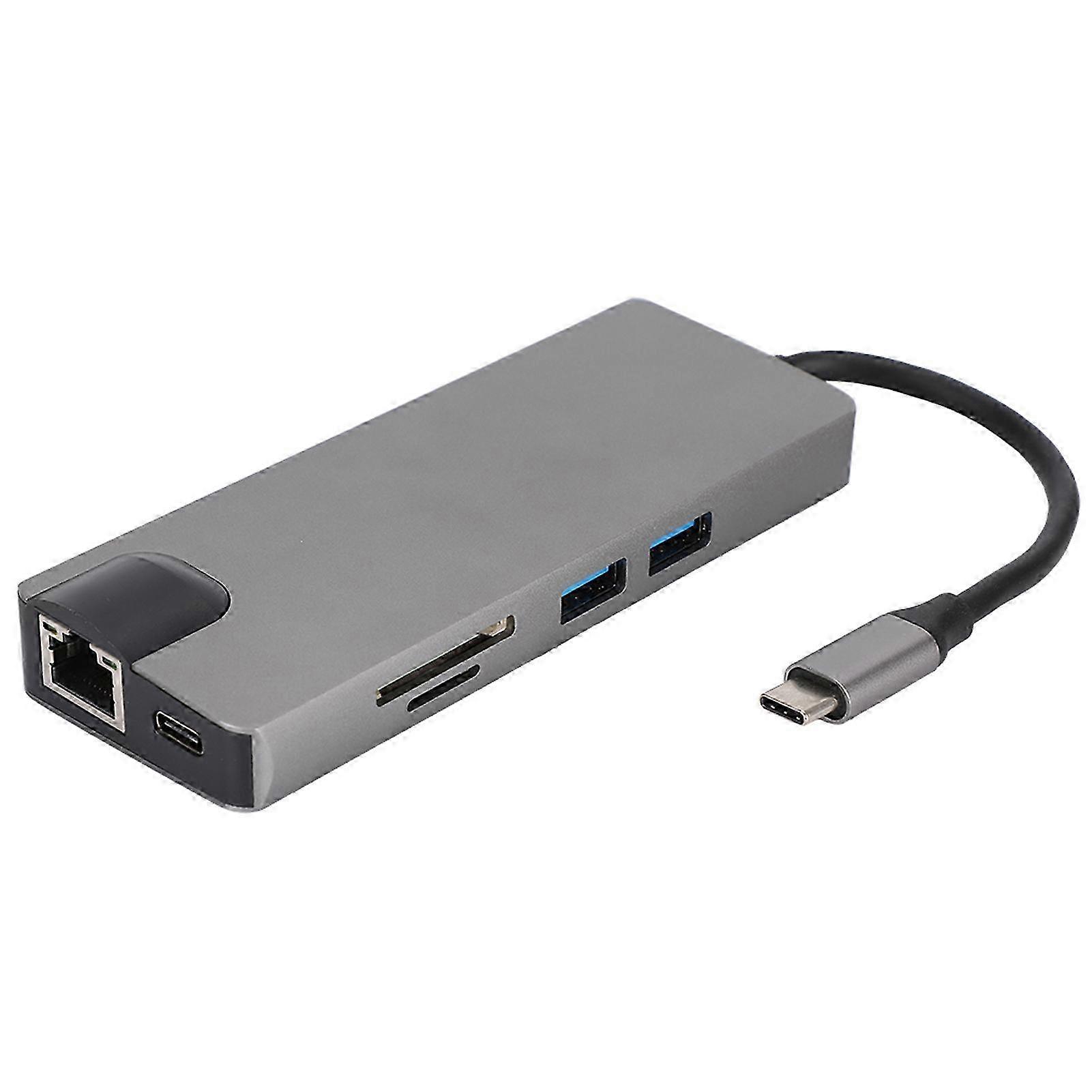Type C Ethernet Hub with Dual USB 3.0 Ports and HDMI for Memory Card Reading, Perfect for Notebook and Office Use