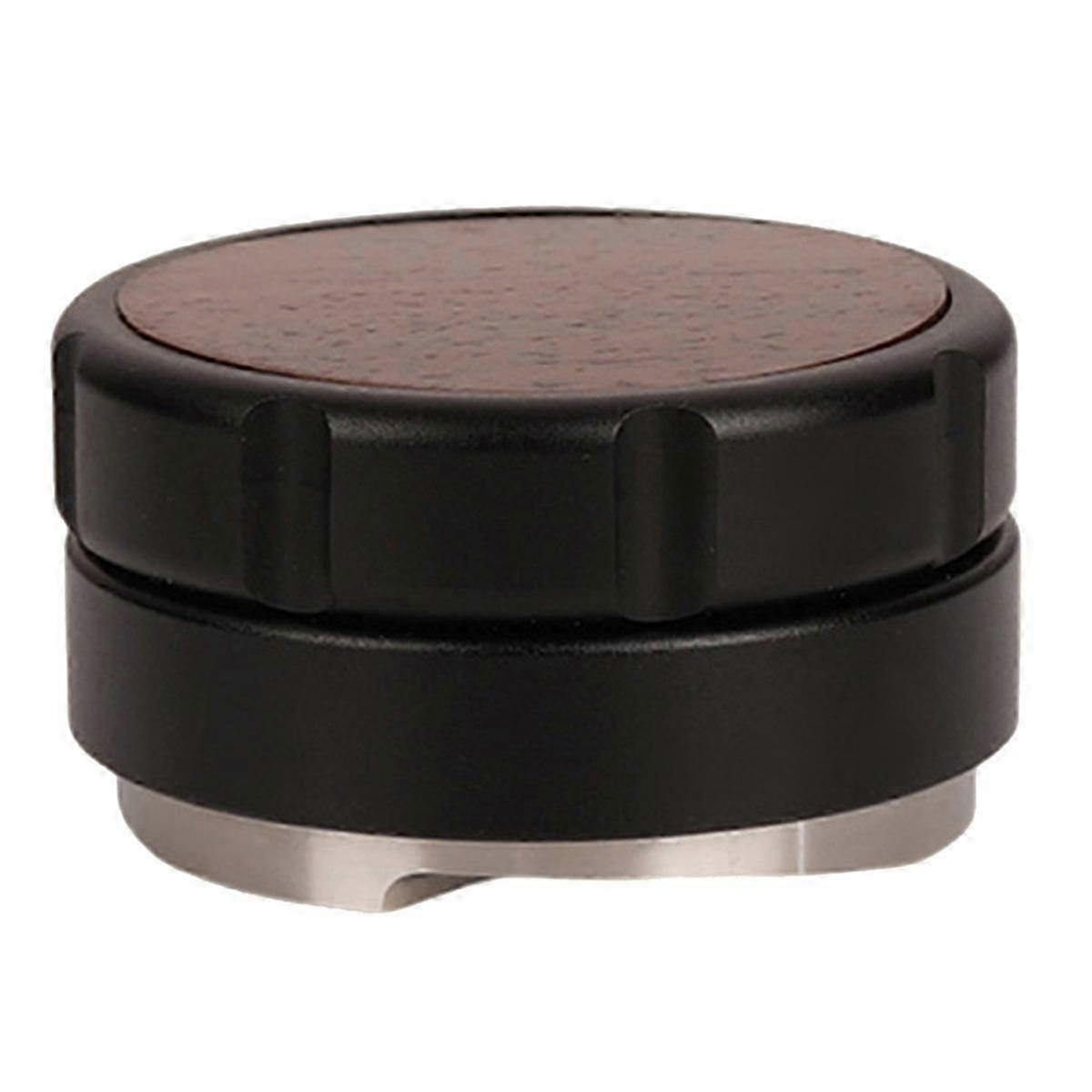 304 Stainless Steel Espresso Powder Distributor with Walnut Cover and Adjustable Depth Coffee Leveler