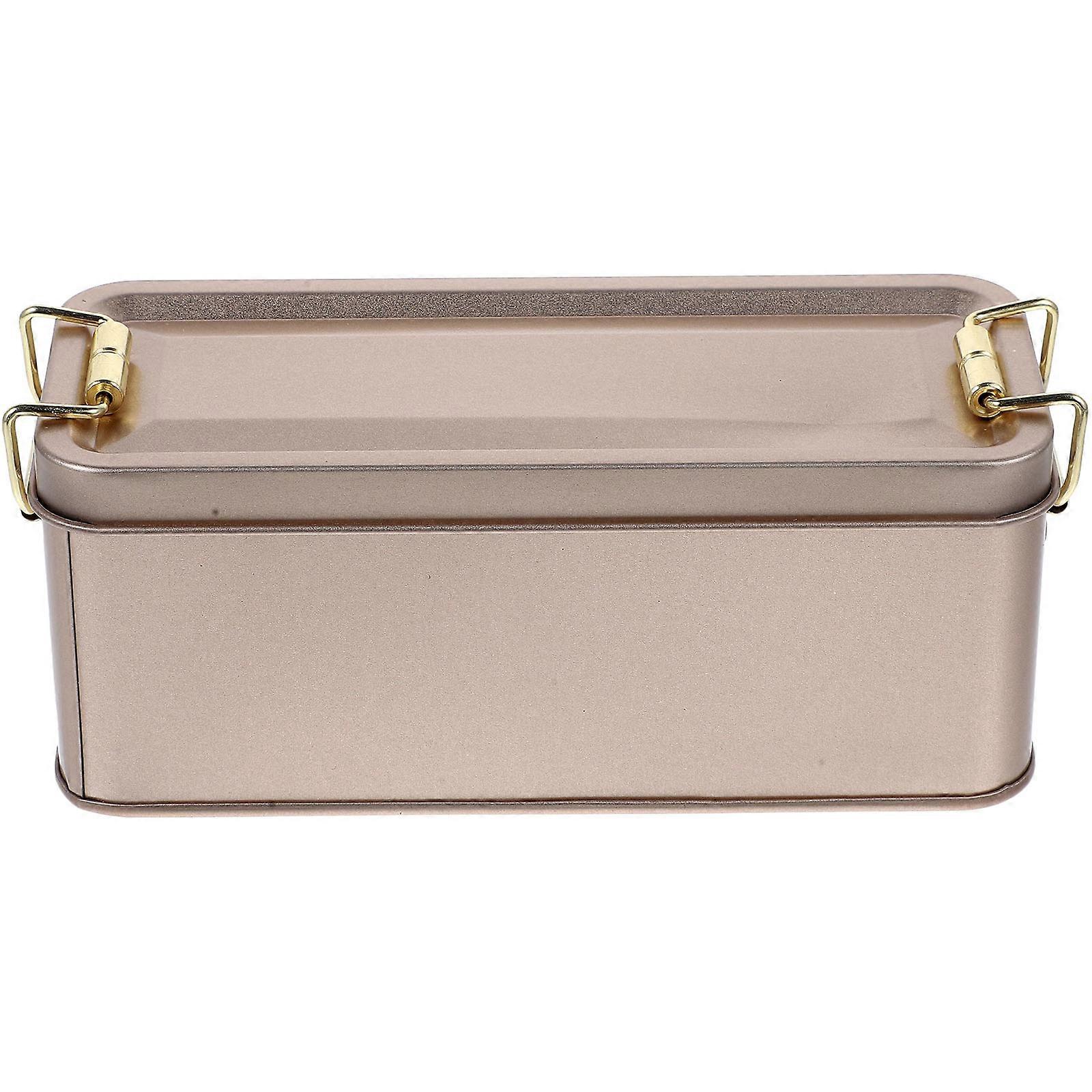 Small Cookie Jar Tinplate Storage Box Portable Design For Adults Rectangular Shape 1Pack