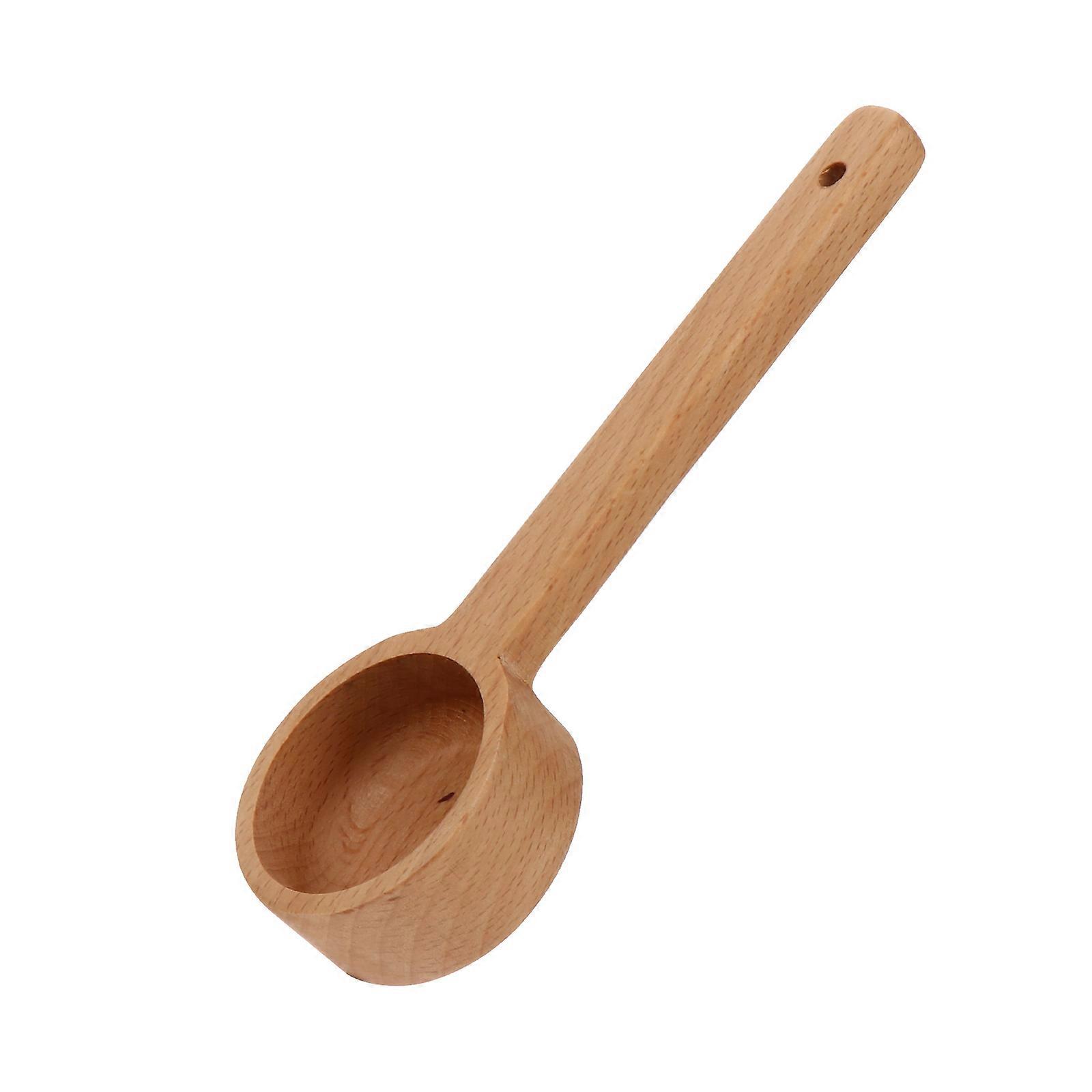 Coffee Bean Scoop for Storage Simple Wooden Spoon Practical Measuring Tool 1Pc Khaki