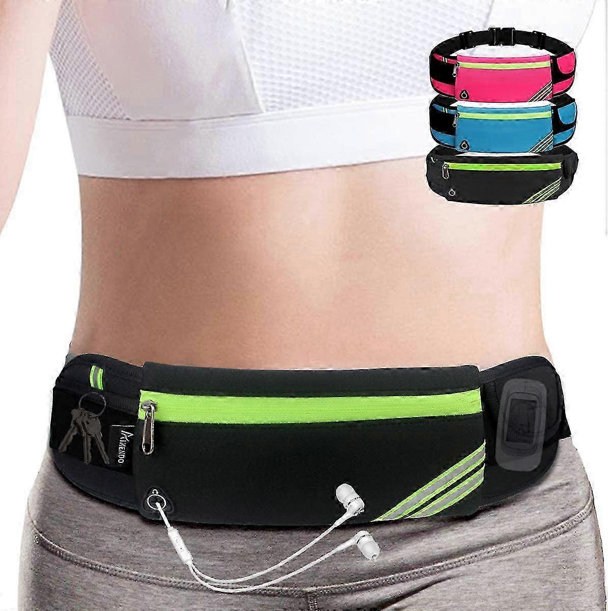 Slim Running Belt Fanny Pack,Waist Pack Bag for Hiking Cycling Workout,Reflective Runners Belt Jogging Pocket Belt Compatible with iPhone13,12 pro,Tra