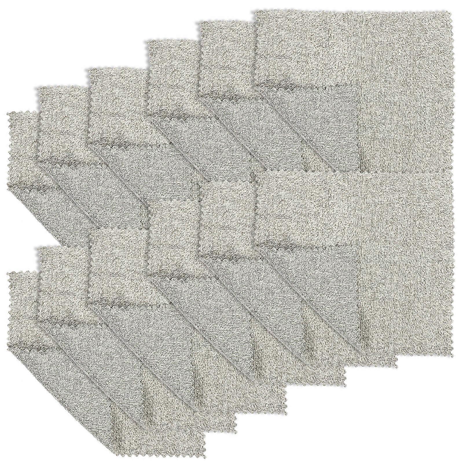 Cleaning Towels Water Absorbent Kitchen Use Bamboo Microfiber Grey 11.79x11.79x0.39in 12Pcs