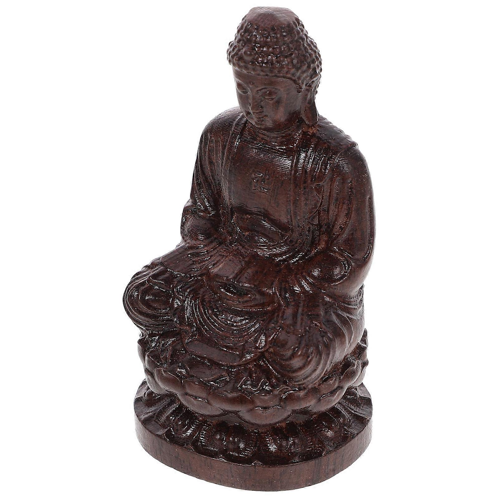 Home Desktop Decor Mini Desktop Ornament Agarwood Buddha Statue For Garden 1Pack