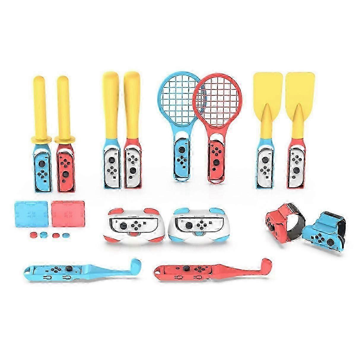 25-in-1 Handle Grips Control Game Set Joystick Kit Silicone Cap Wrist Strap for Tennis Racket
