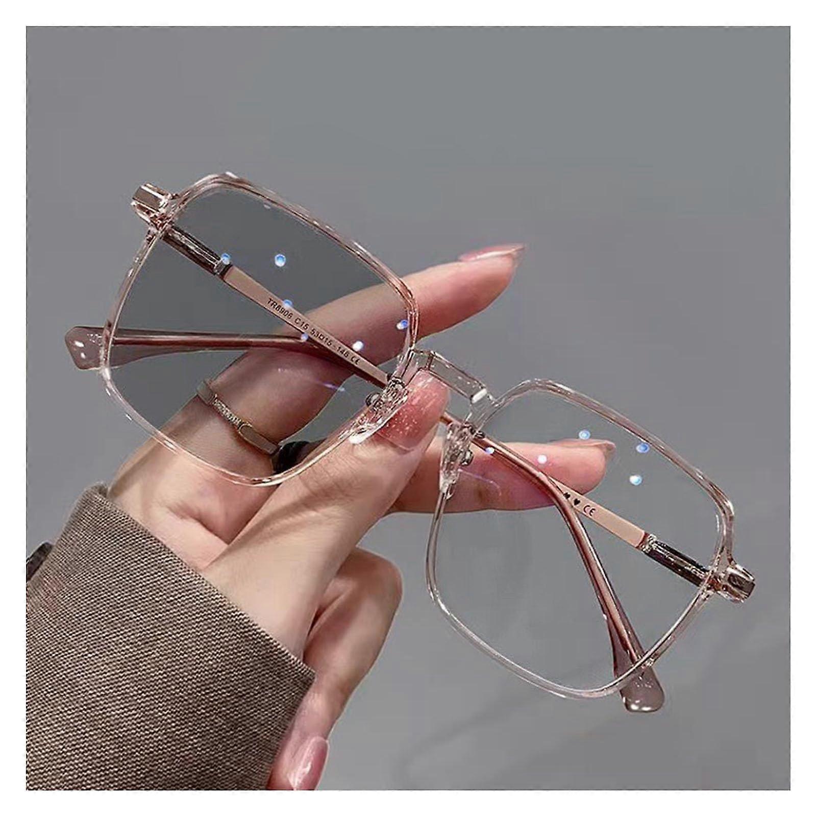 Fashion Glasses Comfortable Frame Unisex Large Frame Clear Vision Transparent Blue Light Blocking Glasses with Brim Brown