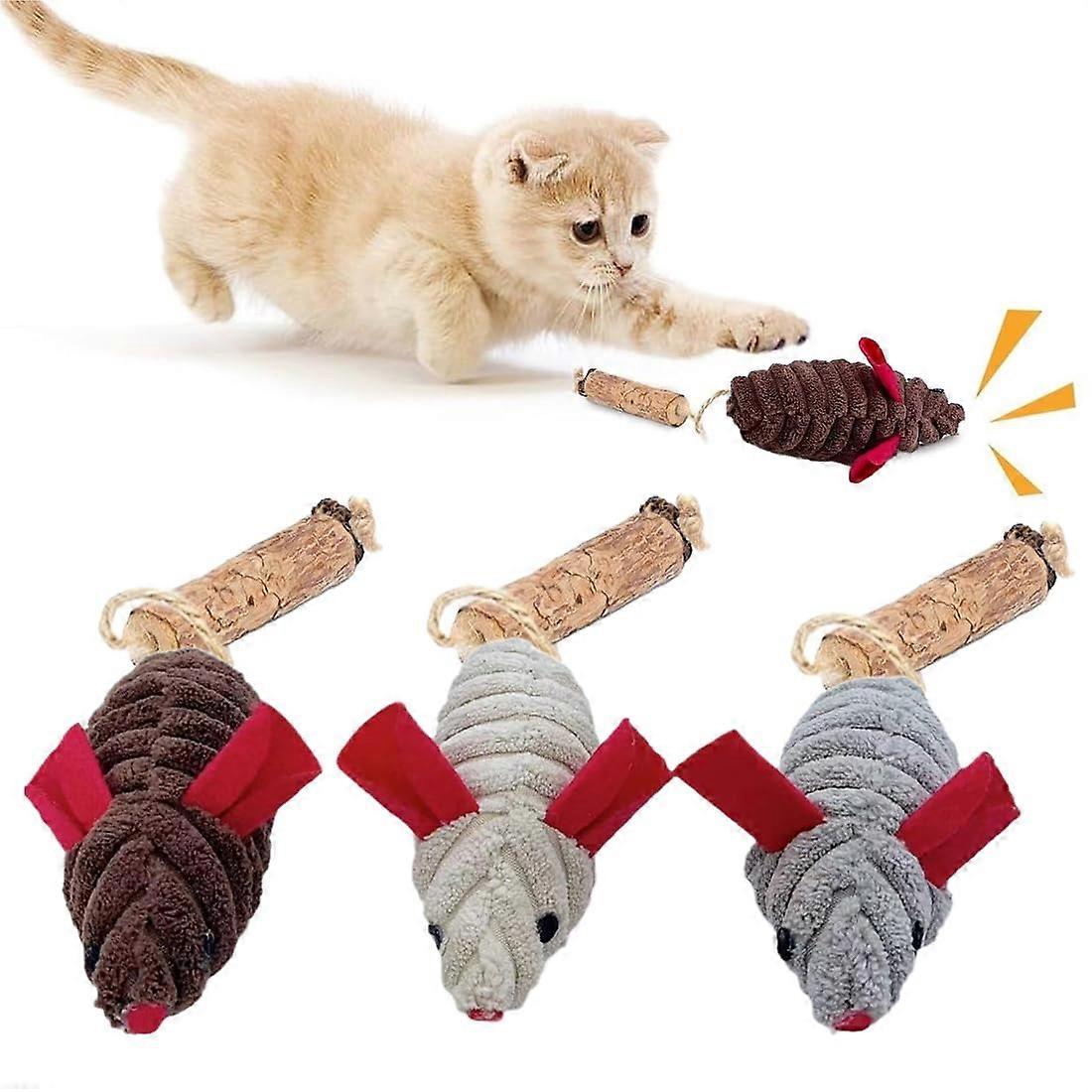 Catnip Sticks, Pack of 3 Cat Toy Mouse, Catnip Toy for Cats, Toy Mice for Cats, Catnip, Silvervine Cat Toy, Natural for Exercise and Chewing