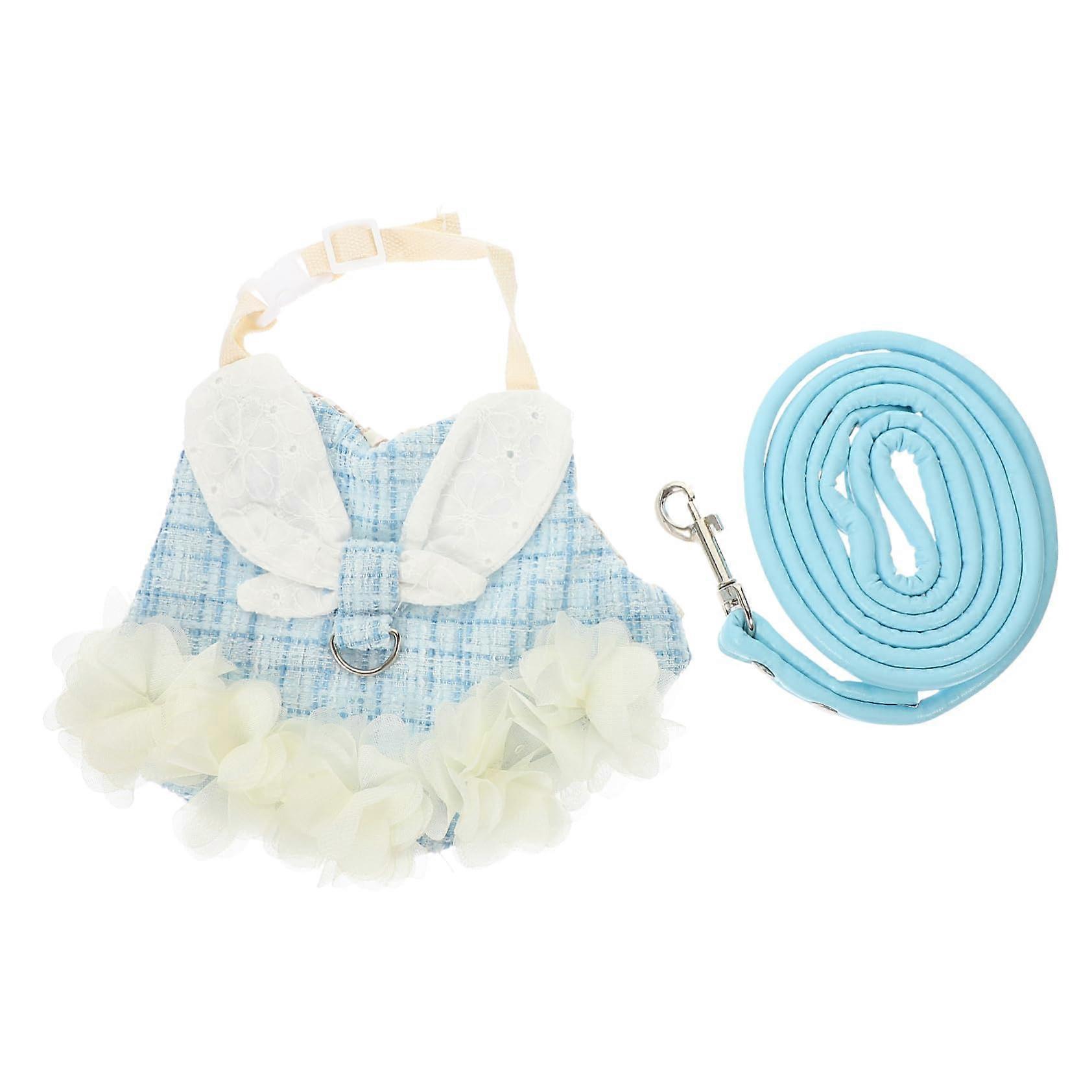 1 piece of pet rabbit clothing, rabbit leash, pet leash, bunny jacket, holiday rabbit, rabbit leash, cotton, blue, size M, blue.