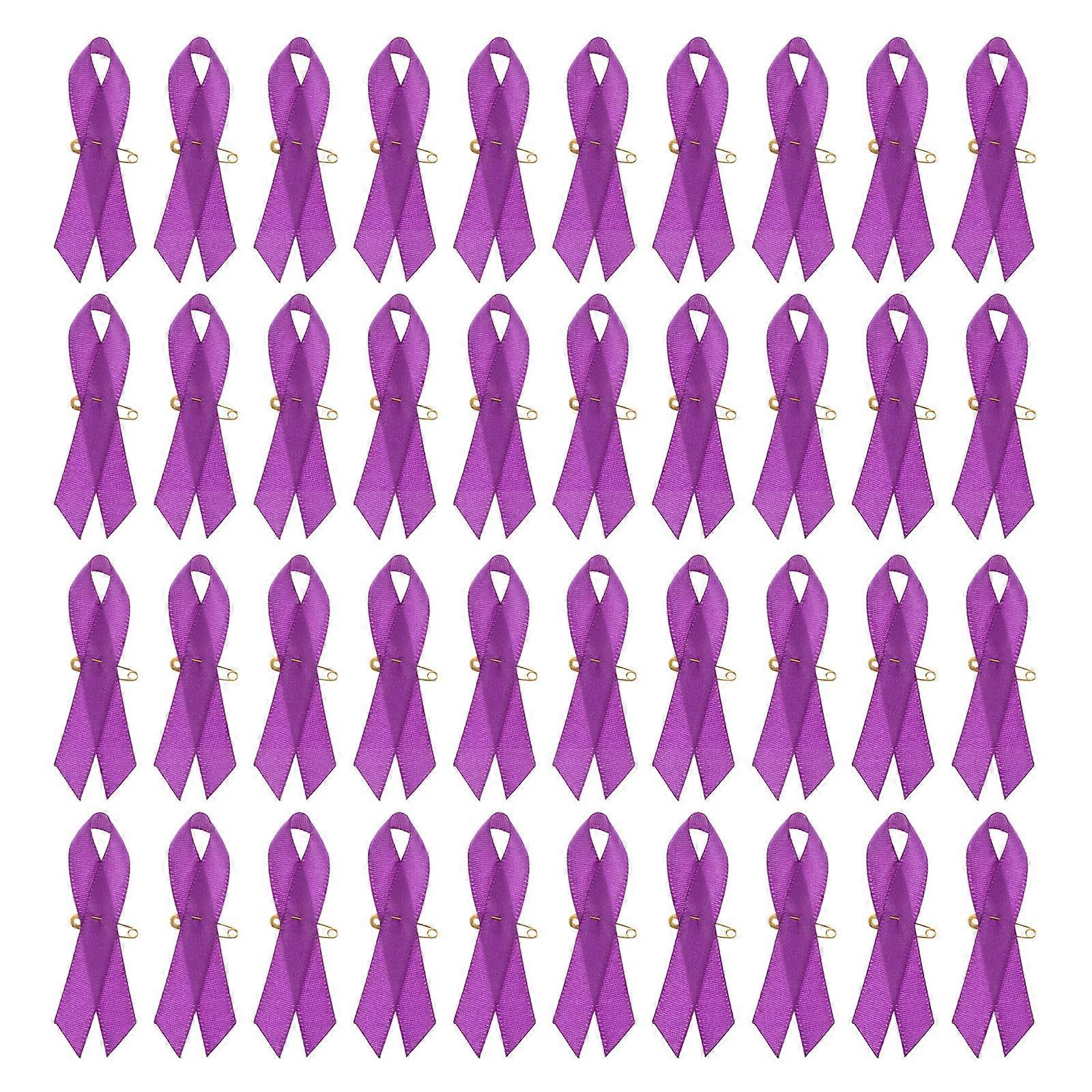 Purple Ribbon Brooch Made of Durable Polyester for Decoration Use 100 Pieces